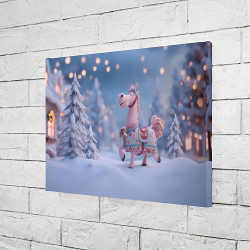 Картина прямоугольная Новогодняя милая лошадка / 3D-принт – фото 3