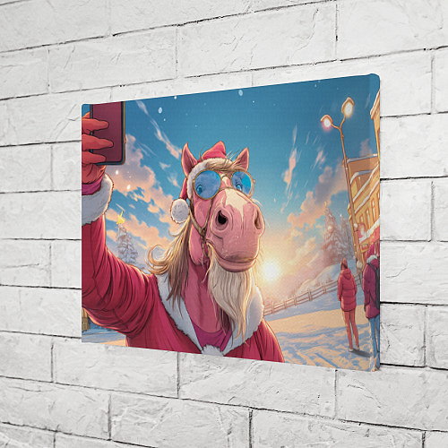 Картина прямоугольная Новогодний конь сэлфи / 3D-принт – фото 3