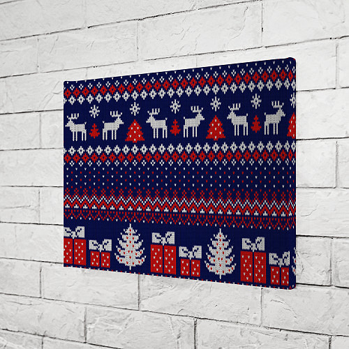 Картина прямоугольная Новогодний вязаный паттерн / 3D-принт – фото 3
