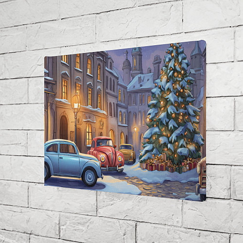 Картина прямоугольная Новогодний снежный двор / 3D-принт – фото 3