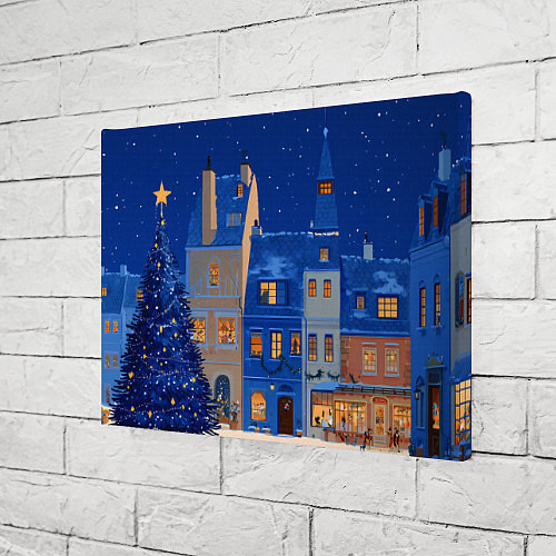 Картина прямоугольная Синяя новогодняя елочка во дворе / 3D-принт – фото 3