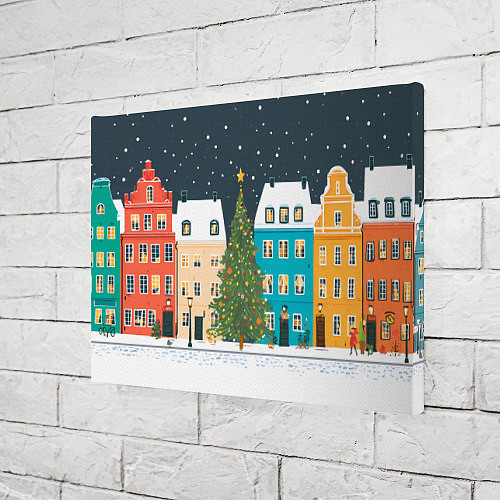 Картина прямоугольная Новогодний снежный город / 3D-принт – фото 3