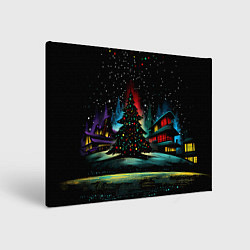Картина прямоугольная Новый год на черном фоне