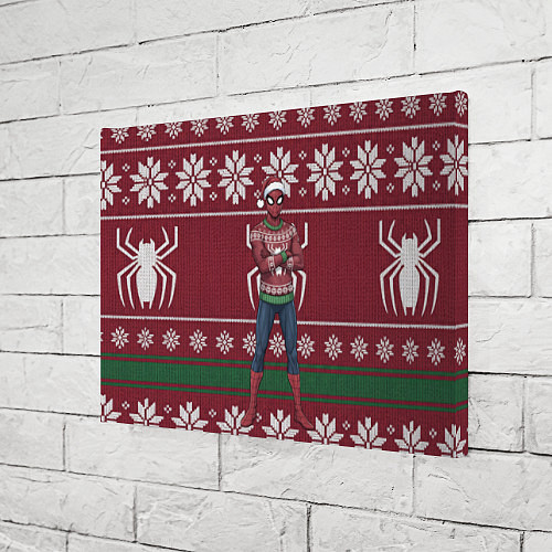 Картина прямоугольная Человек паук в вязаном свитере - новый год / 3D-принт – фото 3