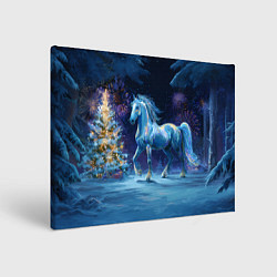 Картина прямоугольная Сияющая новогодняя лошадка