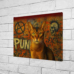 Холст прямоугольный Абиссинская кошка на фоне кирпичной стены с граффи, цвет: 3D-принт — фото 2