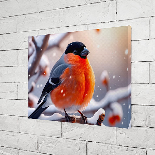 Картина прямоугольная Снегирь на зимней ветке / 3D-принт – фото 3