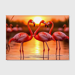 Холст прямоугольный Розовый закат с фламинго, цвет: 3D-принт — фото 2