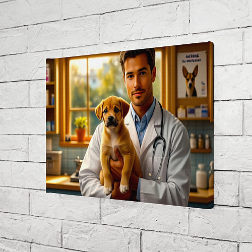 Картина прямоугольная Ветеринар с щенком / 3D-принт – фото 3