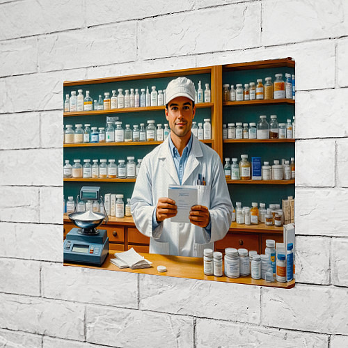 Картина прямоугольная Фармацевт у аптечных полок / 3D-принт – фото 3