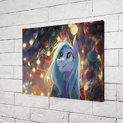 Картина прямоугольная Лошадка любуется новогодними лампочками / 3D-принт – фото 3