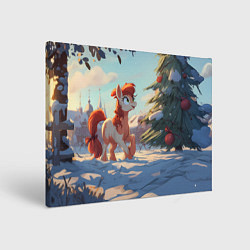 Холст прямоугольный Лошадка любуется елкой, цвет: 3D-принт