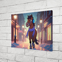 Холст прямоугольный Лошадка в шарфе и наушниках, цвет: 3D-принт — фото 2