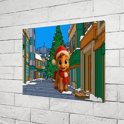 Картина прямоугольная Новогодняя лошадка и елка / 3D-принт – фото 3