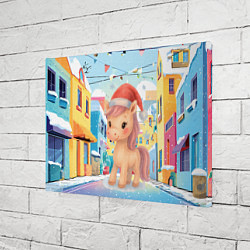 Холст прямоугольный Лошадка с новогоднем венком, цвет: 3D-принт — фото 2