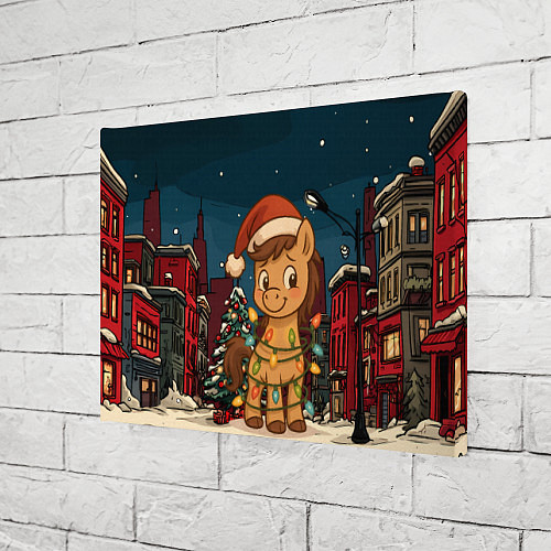 Картина прямоугольная Лошадка в новогодней гирлянде / 3D-принт – фото 3