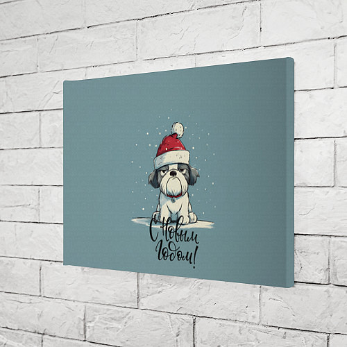 Картина прямоугольная С Новым годом - карикатурная собачка / 3D-принт – фото 3