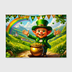 Холст прямоугольный Лепрекон у горшка с золотом, цвет: 3D-принт — фото 2
