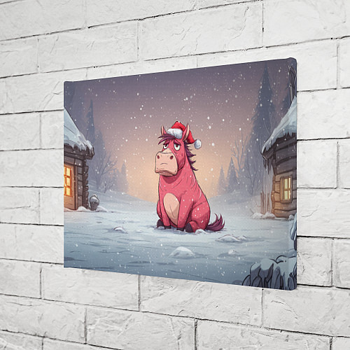 Картина прямоугольная Розовая новогодняя лошадка / 3D-принт – фото 3