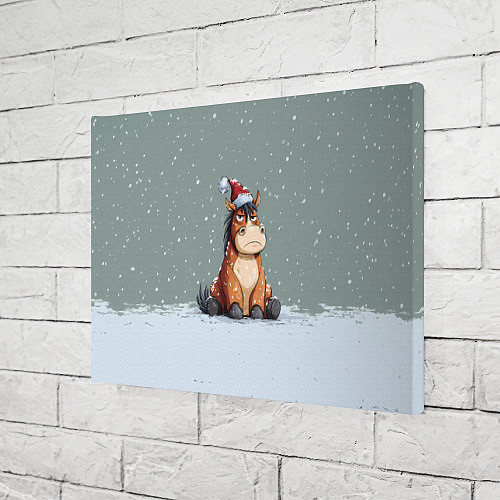 Картина прямоугольная Лошадка на фоне снегопада / 3D-принт – фото 3