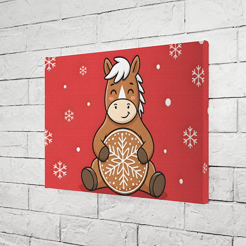 Картина прямоугольная Новогодняя лошадка с печенькой / 3D-принт – фото 3