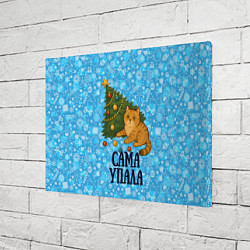 Холст прямоугольный Ёлка сама упала - кот уронил елку, цвет: 3D-принт — фото 2