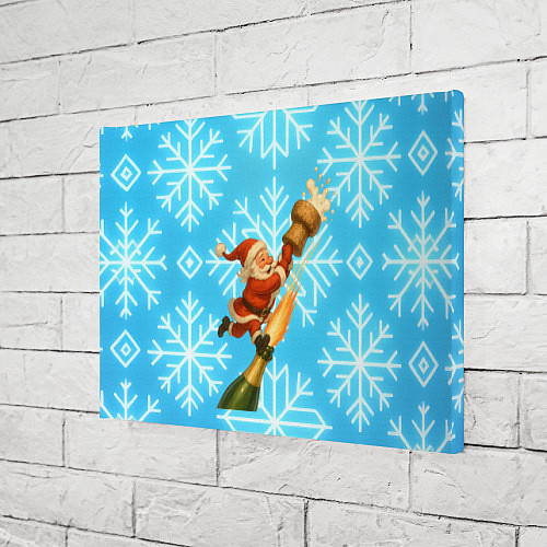 Картина прямоугольная Санта летит на пробке шампанского / 3D-принт – фото 3