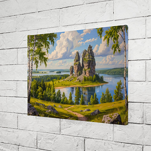 Картина прямоугольная Скалы у озера: песнь лета / 3D-принт – фото 3