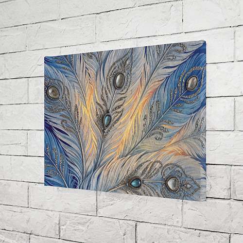 Картина прямоугольная Синие перья с самоцветами / 3D-принт – фото 3