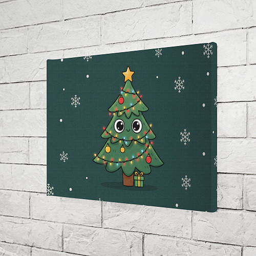 Картина прямоугольная Новогодняя елочка с огоньками / 3D-принт – фото 3