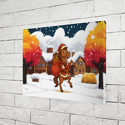 Холст прямоугольный Новогодняя лошадка с мешком подарков, цвет: 3D-принт — фото 2