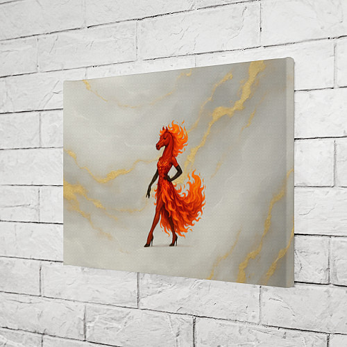 Картина прямоугольная Красная огненная лошадка походка по подиуму / 3D-принт – фото 3