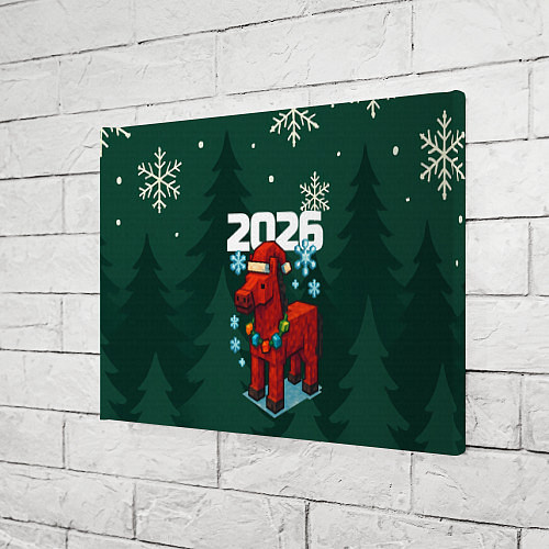 Картина прямоугольная Новогодняя лошадь Minecraft 2026 / 3D-принт – фото 3