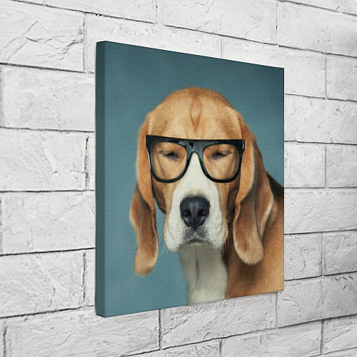 Картина квадратная Бигль в очках / 3D-принт – фото 3