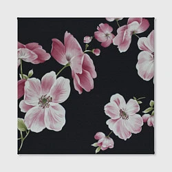 Холст квадратный Цветы на черном фоне, цвет: 3D-принт — фото 2