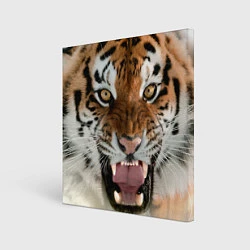 Холст квадратный Свирепый тигр, цвет: 3D-принт