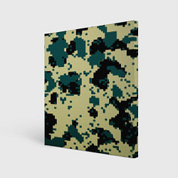Картина квадратная Камуфляж пиксельный: зеленый/черный