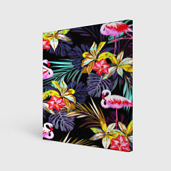 Холст квадратный Тропический фламинго, цвет: 3D-принт