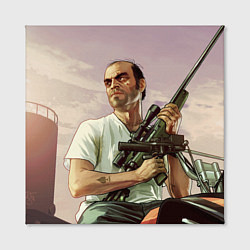 Холст квадратный GTA 5: Trevor with a gun, цвет: 3D-принт — фото 2