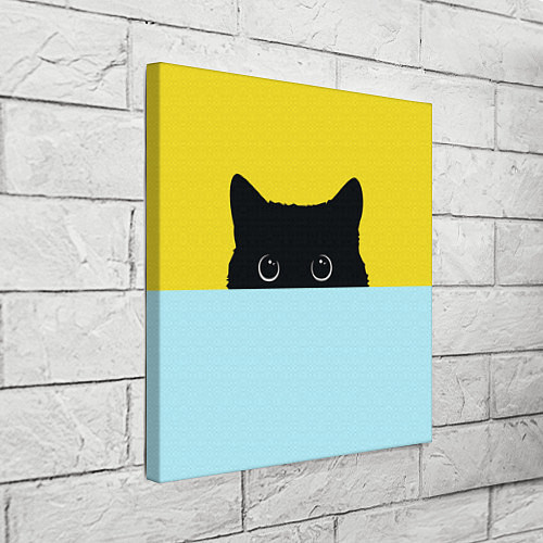 Картина квадратная Черный кот выглядывает / 3D-принт – фото 3