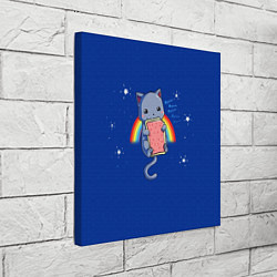 Холст квадратный Котик на радуге, цвет: 3D-принт — фото 2