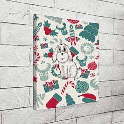Холст квадратный Новогодний щенок, цвет: 3D-принт — фото 2