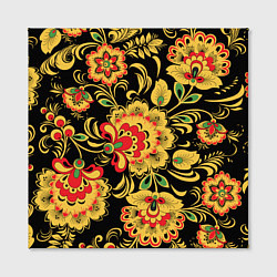 Холст квадратный Желтая хохлома, цвет: 3D-принт — фото 2