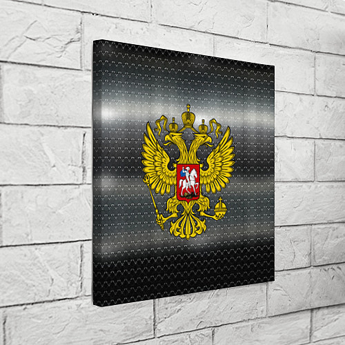 Картина квадратная Герб России на металлическом фоне / 3D-принт – фото 3