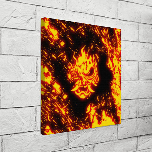 Картина квадратная Cyberpunk 2077: FIRE SAMURAI / 3D-принт – фото 3