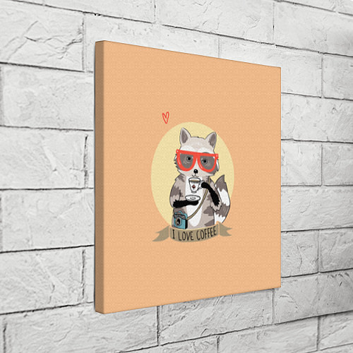 Картина квадратная Raccoon Love Coffee / 3D-принт – фото 3
