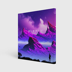 Холст квадратный No Man's Sky: Neon Mountains, цвет: 3D-принт