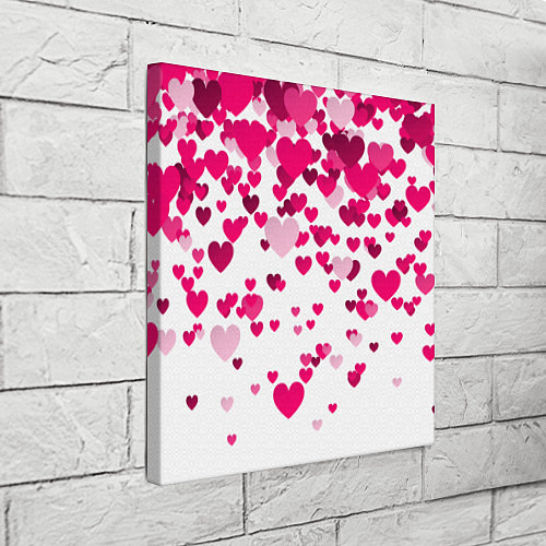 Картина квадратная Сердца розовые падают / 3D-принт – фото 3