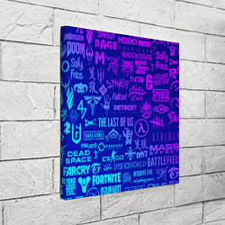 Холст квадратный Неоновые геймерские лого, цвет: 3D-принт — фото 2