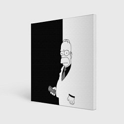 Холст квадратный Гомер Симпсон - в смокинге - black and white, цвет: 3D-принт